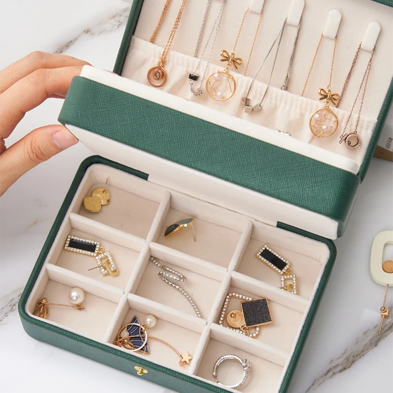 1PC Portable Travel Jewelry Box Multi Functional 3 Layer Leather Jewellery Ring Organizer Case Storage Gift Box for Girlfriend