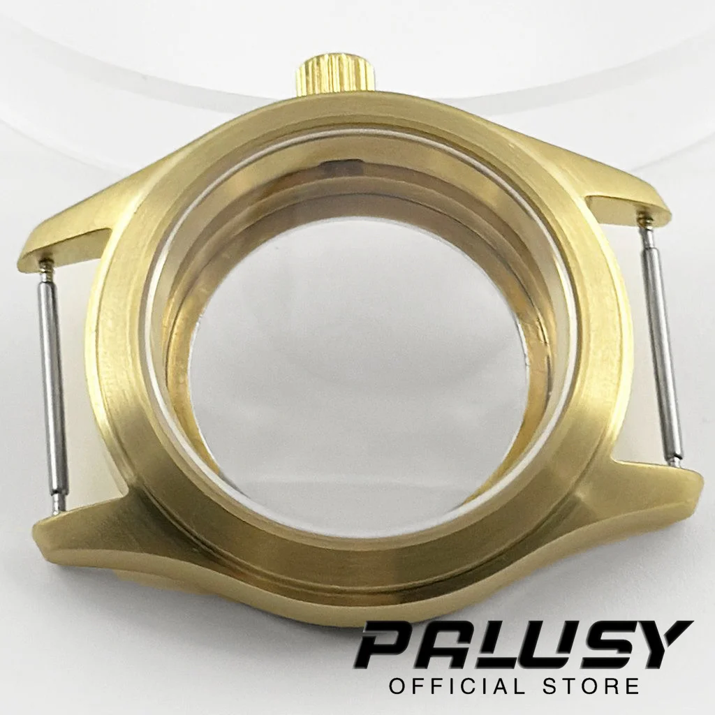 36MM/39MM Gold Waterproof Sapphire Crystal Watch Case Fashion Brown Leather Strap Fit NH34 NH35 NH36 PT5000 ETA 2824 Movement