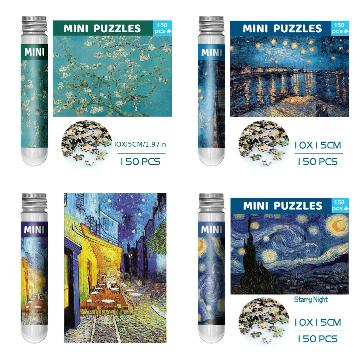 150PCS The Starry Night Jigsaw Puzzle Van Gogh Art Puzzle Test Tube Packaging Christmas Gift