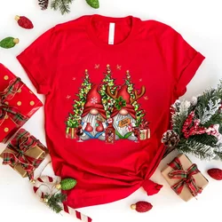 New Funny Christmas Gnome Graphic Print T-Shirt Cool Summer Soft Harajuku Short Sleeve Plus Size Tops(Premium T-shirt)