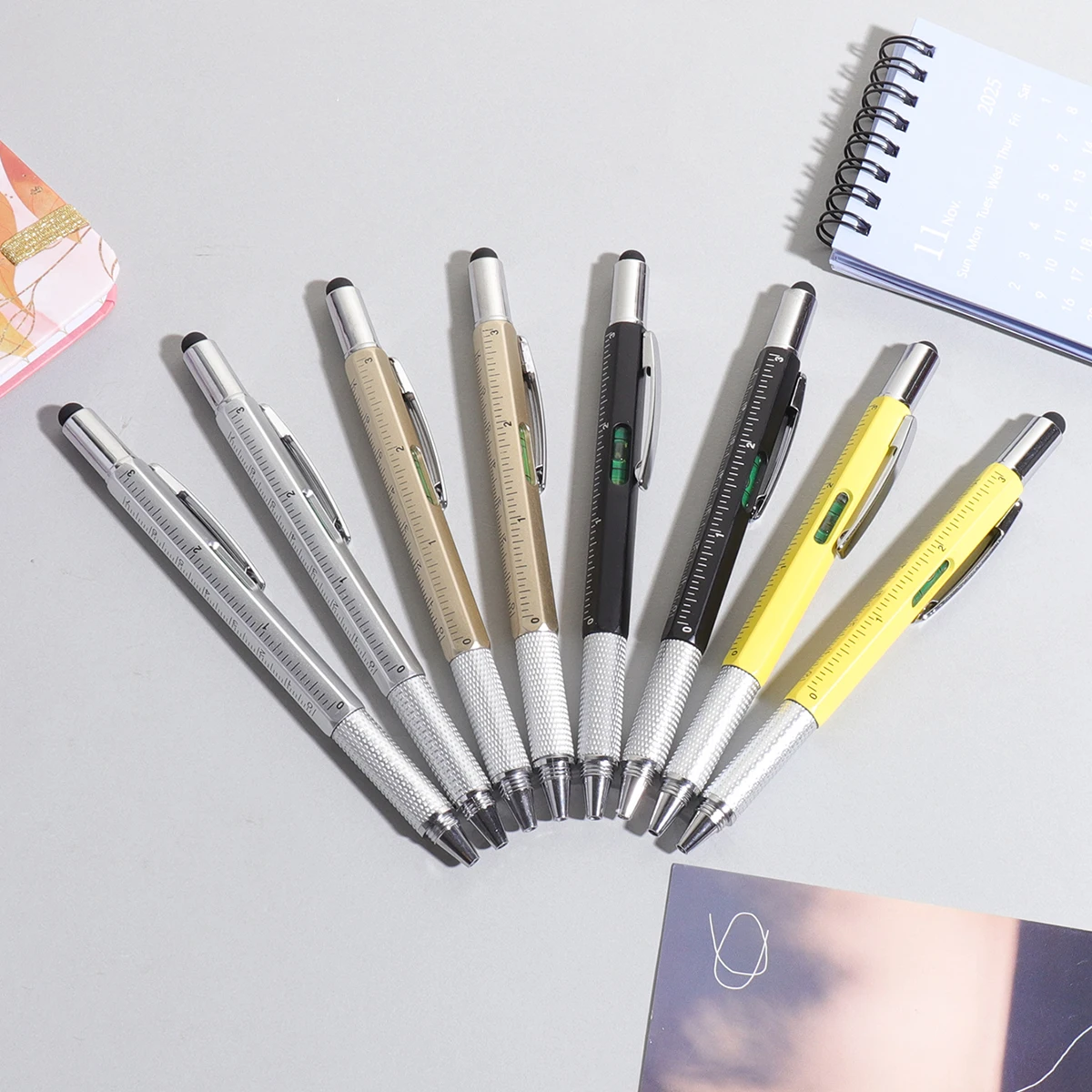 1 قطعة قلم حبر جاف أداة بلاستيكية محمولة ، مستوى القلم متعدد الأغراض ، مسطرة ، مفك براغي فيليبس برأس مسطح ، قلم كتابة بشاشة تعمل باللمس #1