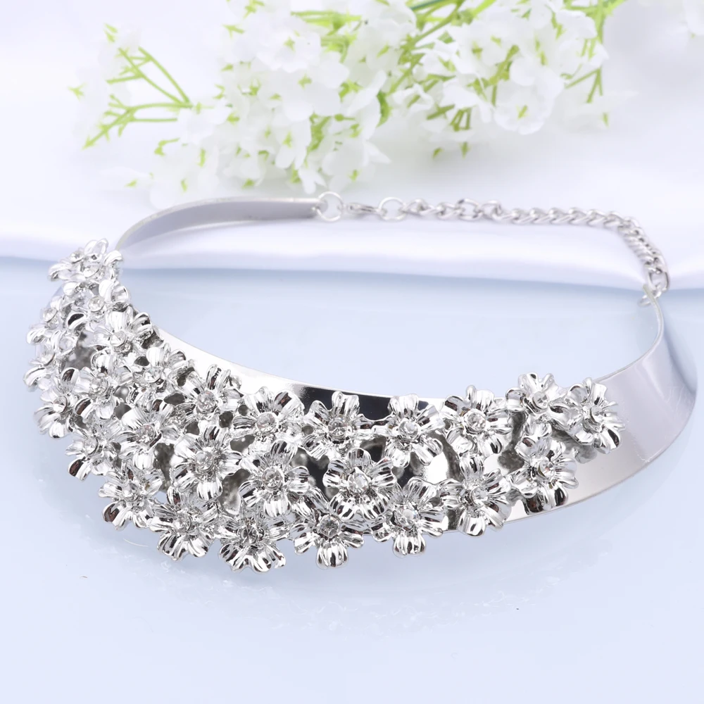 Luxury Vintage Women Jewelry Set Dubai Nigeria Silver Color Jewelry For Party Necklace Earrings Ring Bracelet