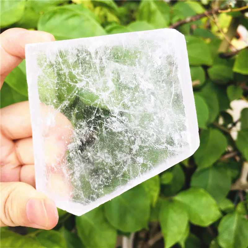 60-100g Natural Clear Selenite Slices Healing Crystals Reiki Gifts