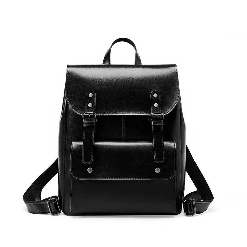 2026 Girls Preppy Style Genuine Leather Backpack Women Classic Wear-resistant Cow Leather Bags Lady Stylish Daily Travel Bag
