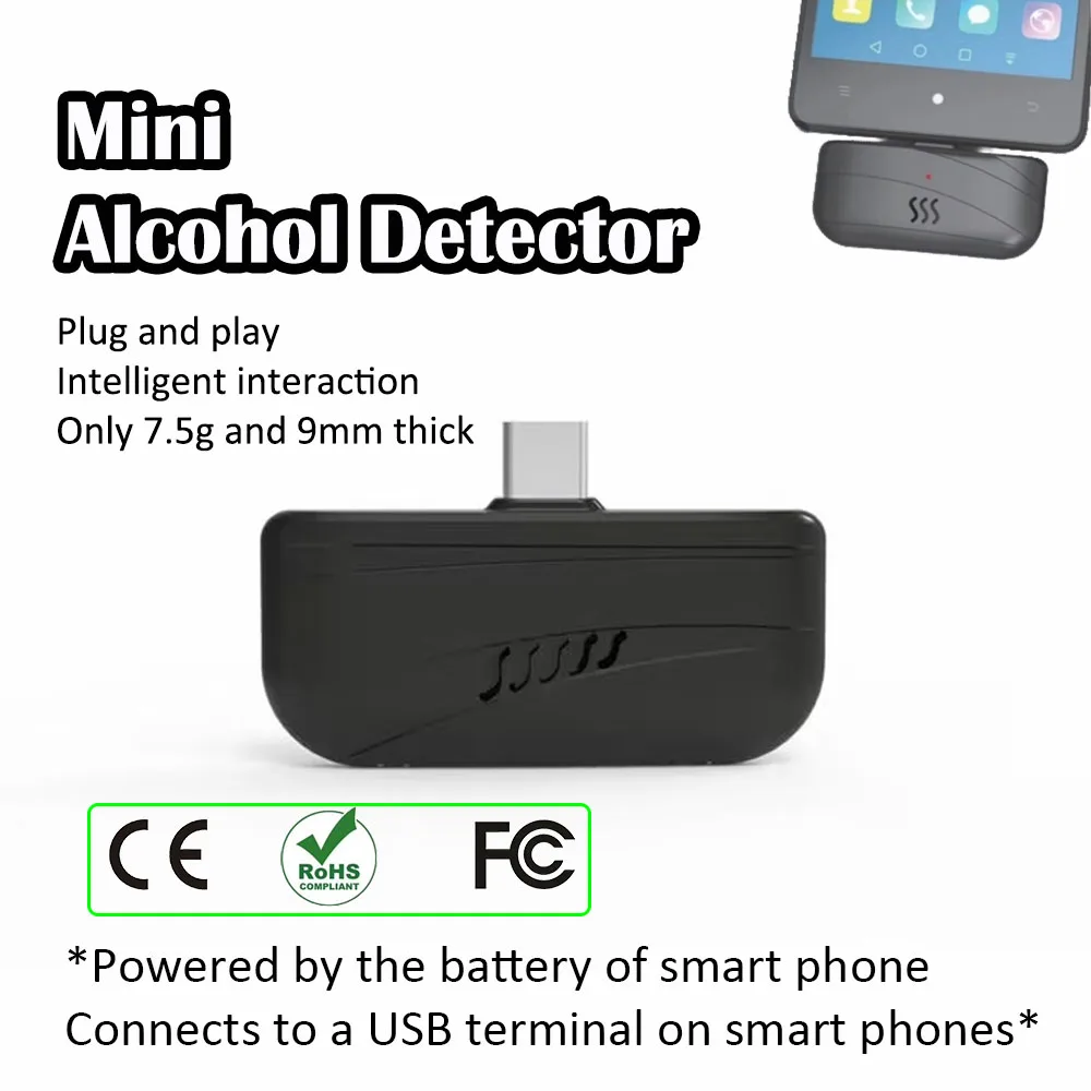 Mini Alcohol Detector Portable Breathalyzer Automatic Breath Alcohol Test Tool Portable Non-contact Alcohol Tester