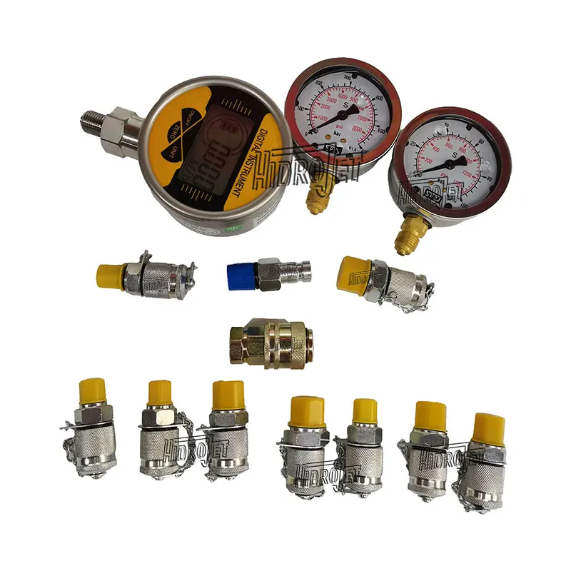 High Accuracy Digital Instrument 0-9000Psi Industrial Exact Excavator Hydraulic Pressure Test Gauge Kitin stock