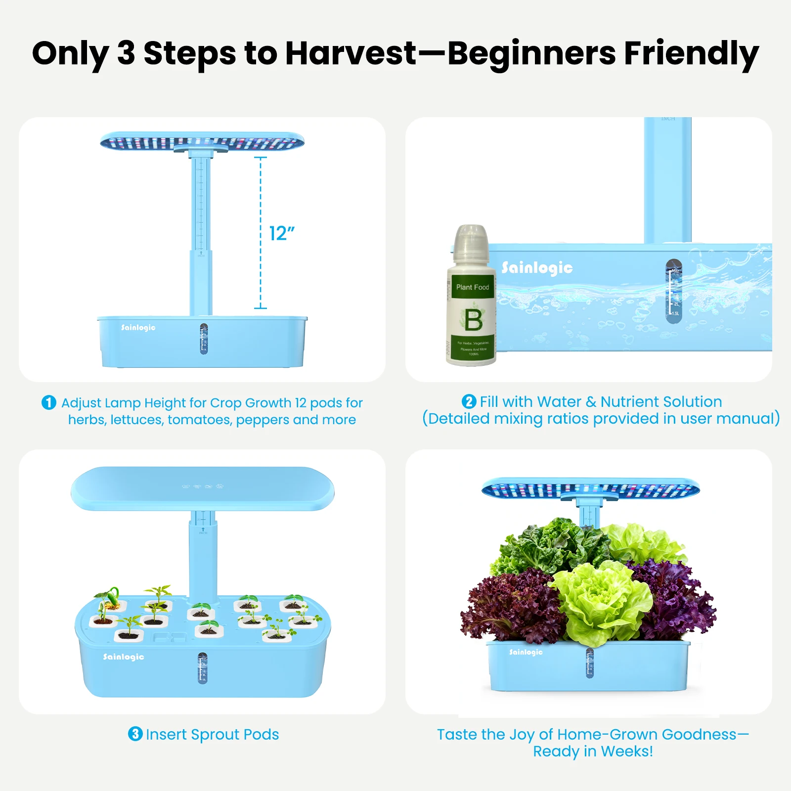 Smart Hydroponics Growing System Kits, APP & WiFi Controlled, 12 Pods, Silent Auto Water Pump, Home Herb Garden Planting Kit view 6