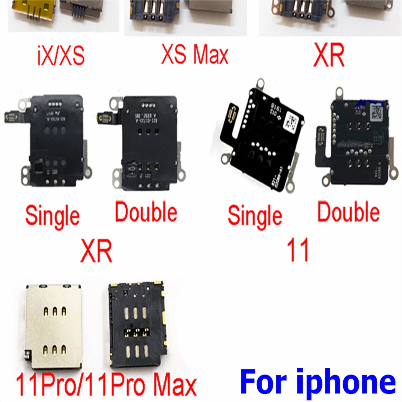 Sim Card Tray Socket For iPhone X XR XS 11 Pro Max Sim  Reader Holder Slot Adapter Connector Flex Cable Replacement Repair Parts