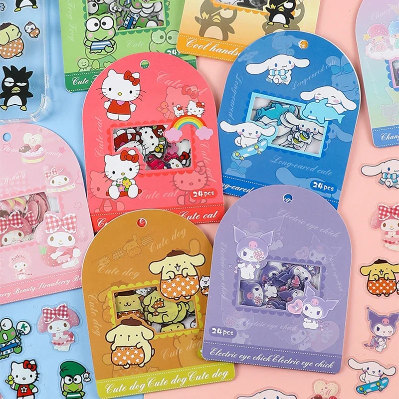 8 Designs Cute Cartoon Sanrio Stickers  Creative Hand Account Deco DIY Collage Material Sticker mymelody Kuromi Cinnamoroll gift