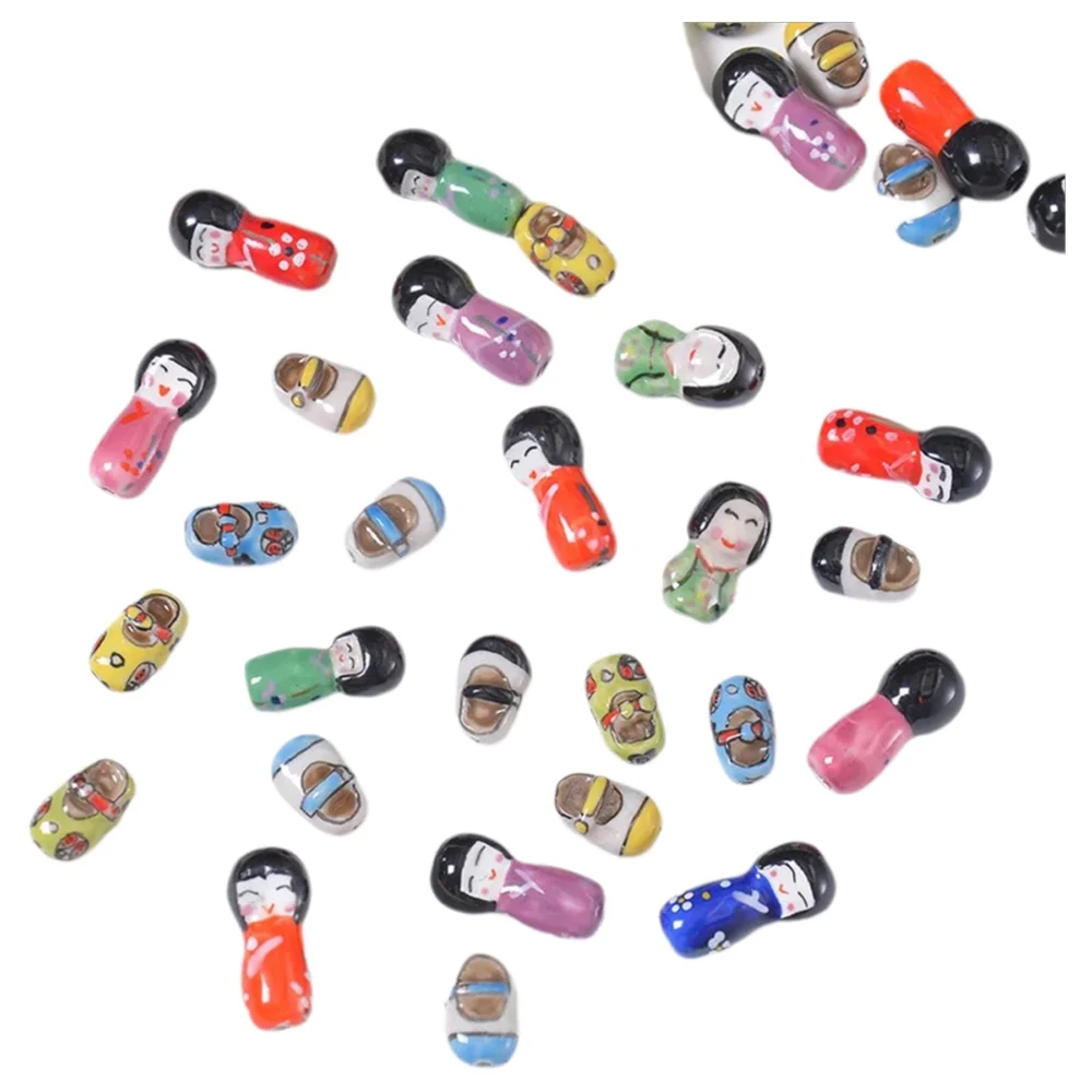 31MM Keramische handgeschilderde Kimono Pop Cartoon Kralen Losse Spacer Bead Voor Sieraden Maken DIY Ketting Armband Craft accessoires - afbeelding 2