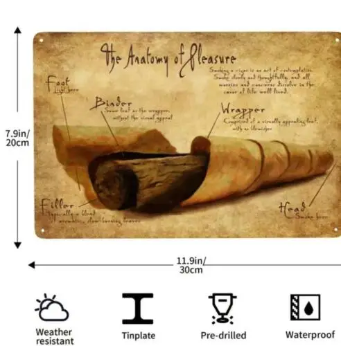 CIGAR  METAL TIN SIGN MAN CAVE ANATOMY OF A CIGAR LOUNGE WALL ART - DECOR