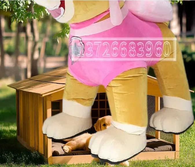 لطيف نفخ الكلب زي التميمة للاحتفال بالكرنفال وعيد الميلاد غير بطارية تعمل بالطاقة الحيوان شخصية فستان بتصميم حالم