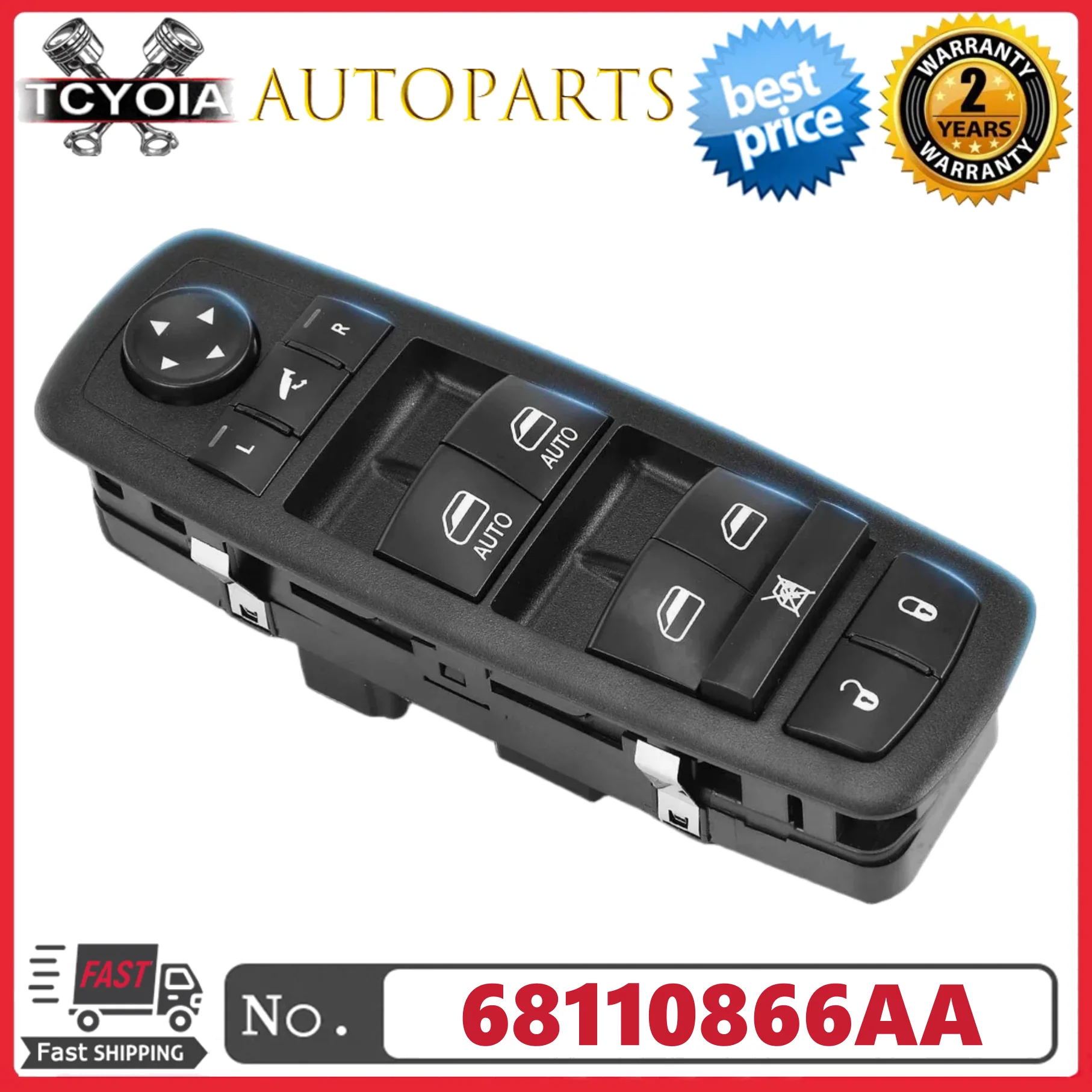 

Power Window Switch 68110866AA 68110866AB For Ram 1500 2500 3500 4500 5500 Dodge Grand Caravan Chrysler Town & Country 2012-2015