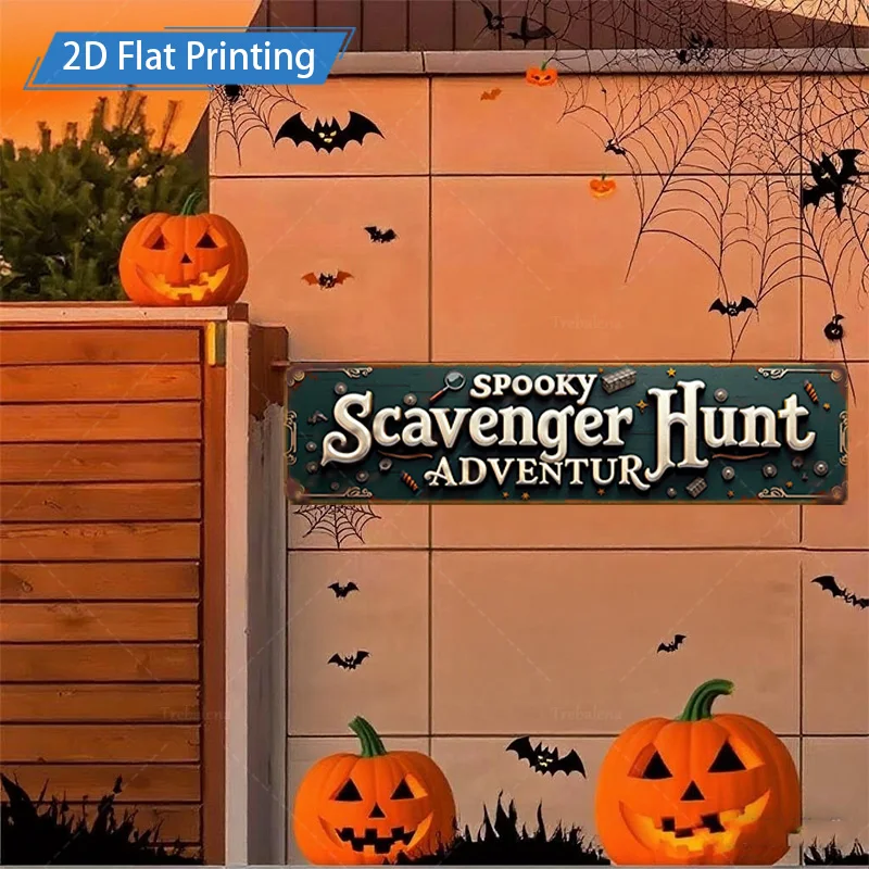 1pc 8x12inch Metal Sign Spooky Scavenger Hunt Adventure: Halloween Themed Metal Sign Decor