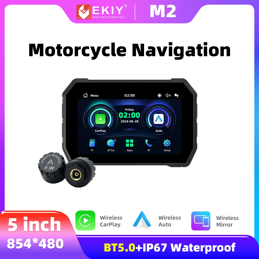 

EKIY 5-дюймовый мотоцикл Carplay Беспроводной CarPlay Android Авто Навигация Мотоцикл IP67 Водонепроницаемый сенсорный экран для мотоцикла