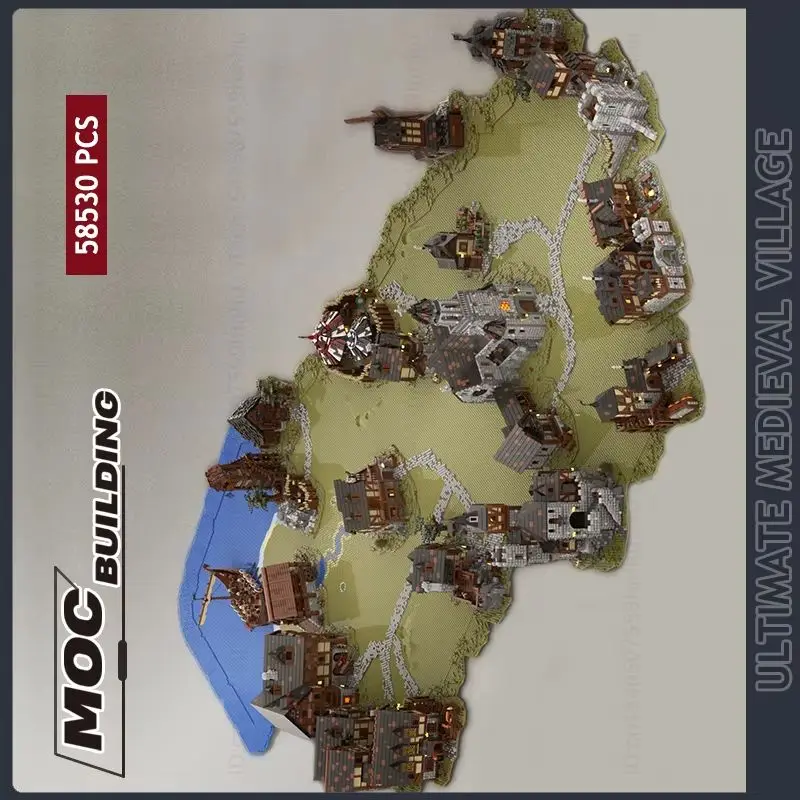 MOC Ultimate Medieval Village Part 1-3 Building Block Model UCS Castle Technology Bricks Collector Series Street View Toys Gifts