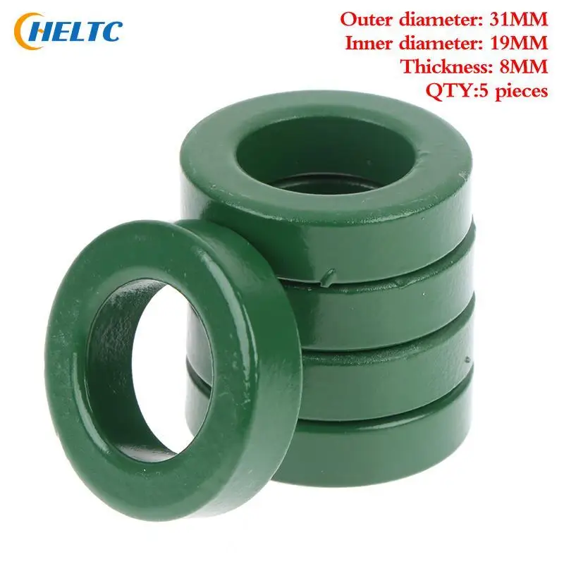 5pcs Mn-Zn High Conductivity Green Ferrite Core Ring 31*19*8mm anti-interference Filter Inductor