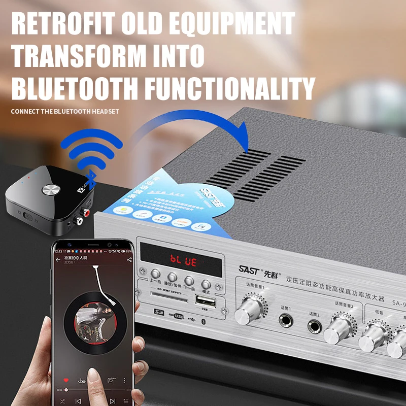 Bluetooth 5.4 Audio Transmitter Receiver aptX-Adaptive/HD/LL 3.5MM AUX RCA 2 in 1 Multipoint Wireless Adapter Hifi Stereo Music