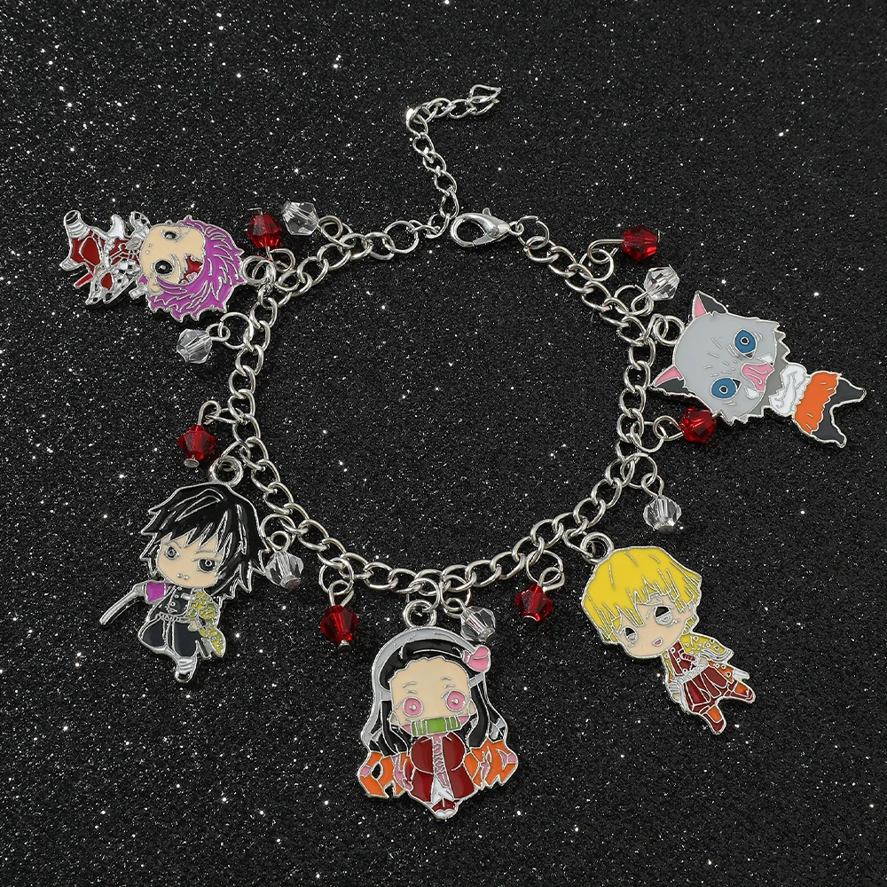 Anime Demon Slayer Charm-Armband für Frauen und Männer, böse Kamado Tanjirou Figur, Armreif, verstellbare Kette, Schmuckgeschenke