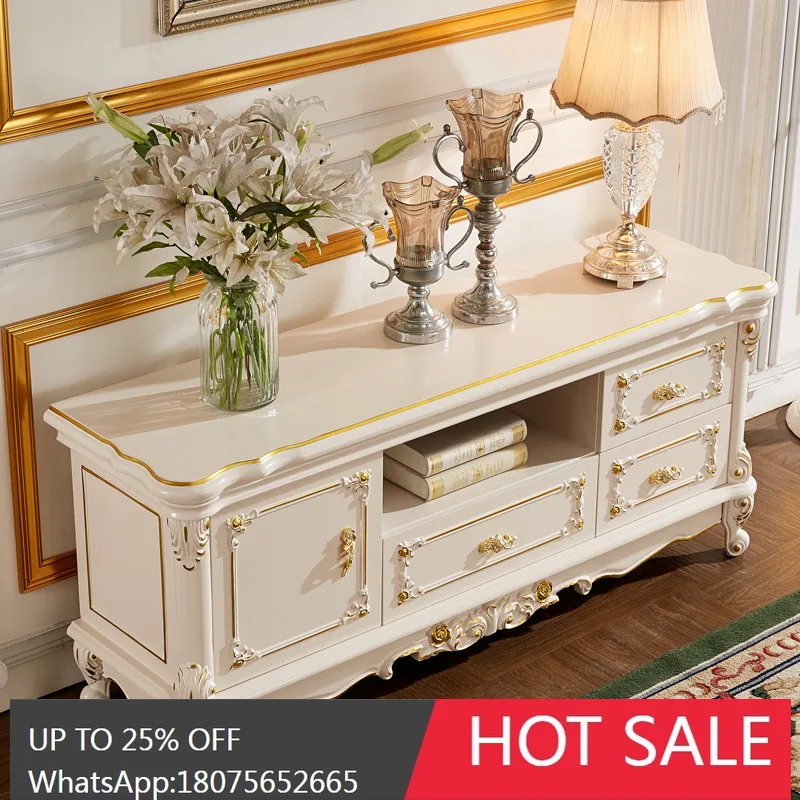 

HLZ Bedroom TV Cabinet Master Bedroom Elevated Storage High Cabinet European Style Bedside Cabinet