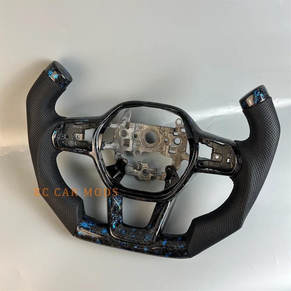 ل 2022 2023 2024 2025 هوندا سيفيك مخصص أسود مزورة ألياف الكربون عجلة القيادة الجلدية المثقبة