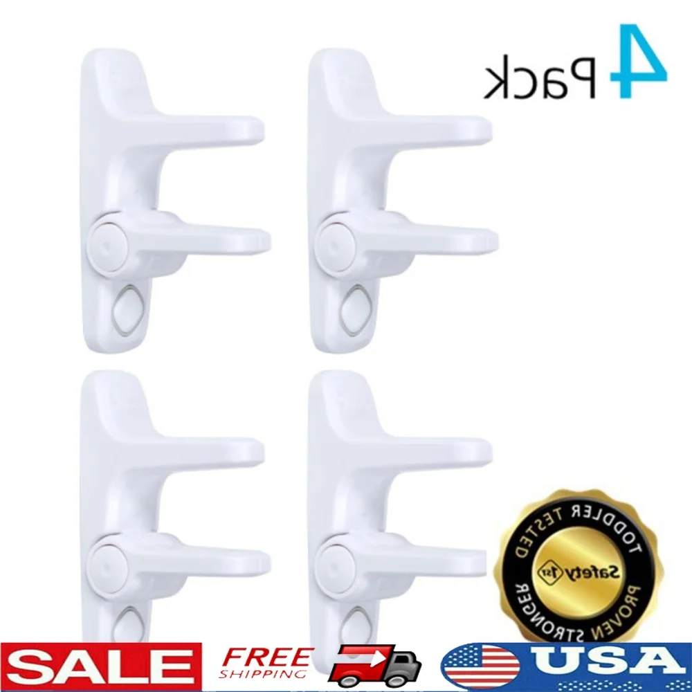 

OutSmart Lever Handle Lock 4 Pack Child Safety Device Easy Install Hidden Buttons Unique Design Toddler Protection
