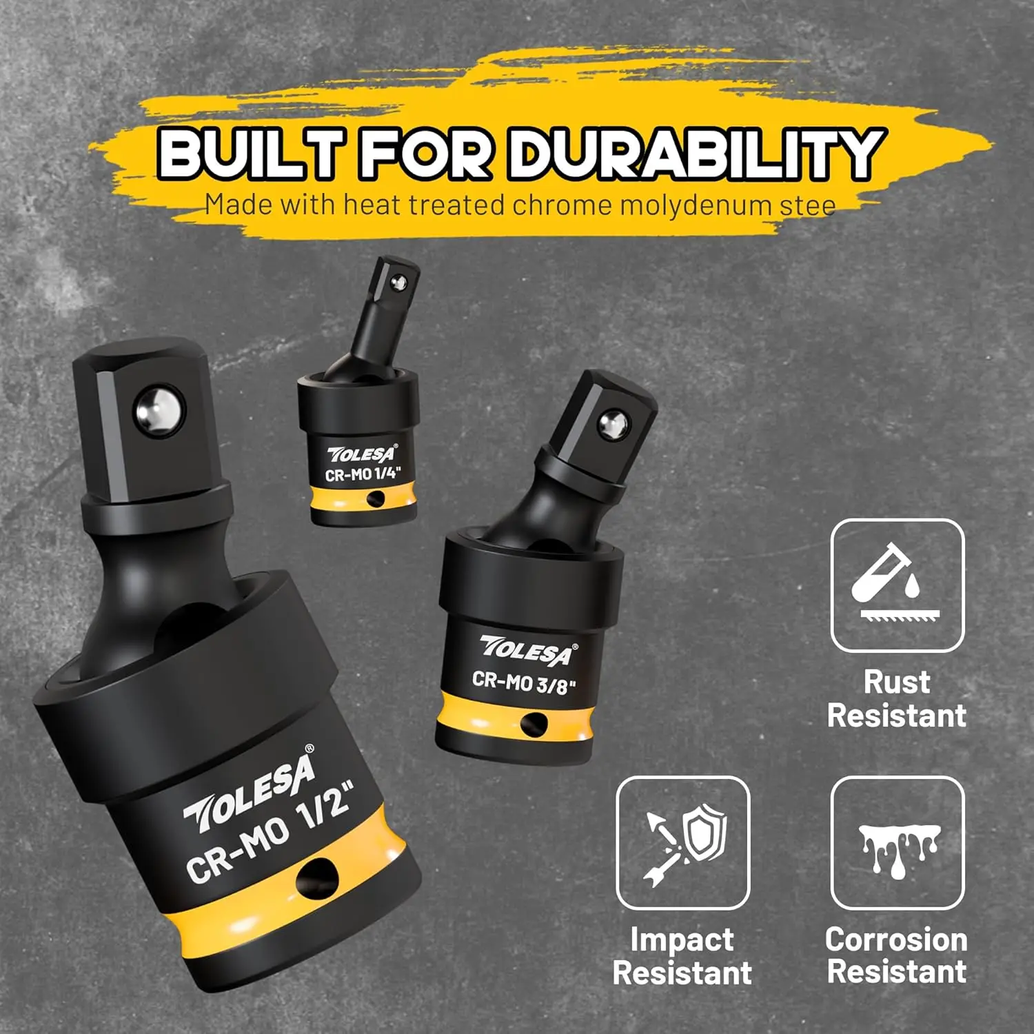 مجموعة مقابس دوارة 1/2 بوصة، 3/8 بوصة، 1/4 بوصة محول مشترك U مرن CR-MO فولاذ