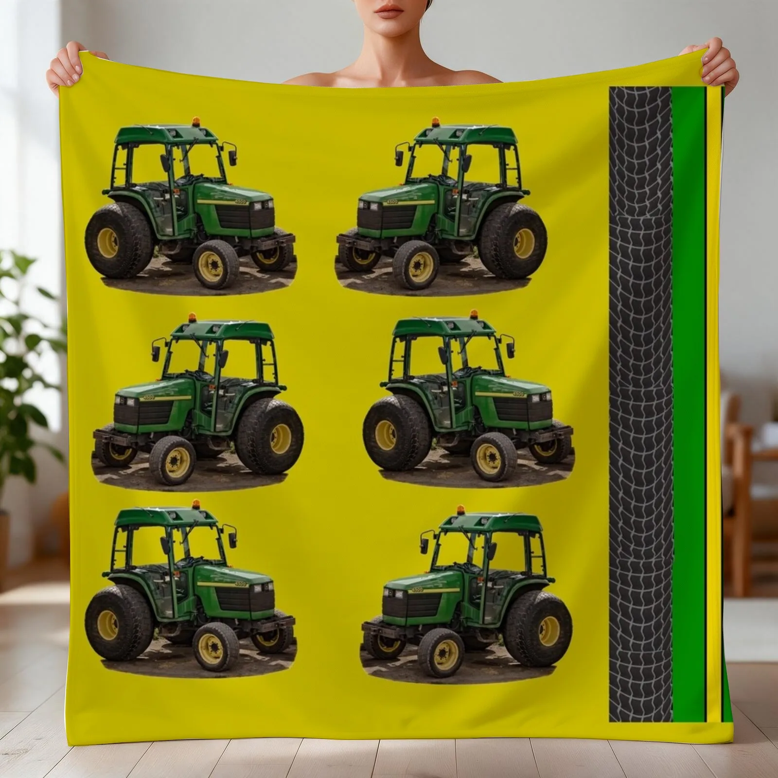 GREEN TRACTOR Throw Blanket Decorative Sofa Decorative Beds Bed Fashionable Blankets