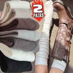 1/2pairs Women's Casual Knitted Long Socks Autumn Winter Solid Stockings Boot Calf Socks Over Knee Leggings Harajuku Lolita Sox