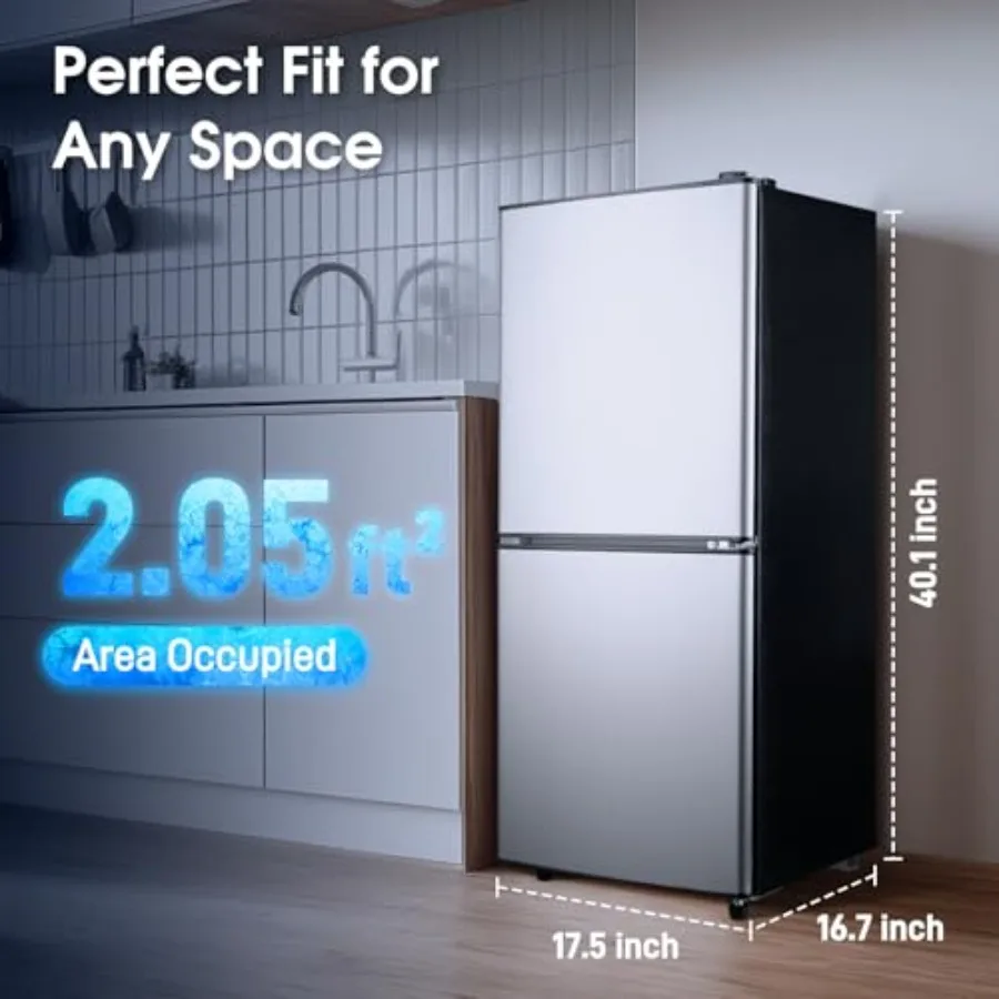 Kulkas Freezer Bawah 4.0 Cu.Ft dengan Dua Pintu dan Penyimpanan Laci, Rak yang Dapat Disesuaikan, dan Kontrol Suhu 7 Tingkat