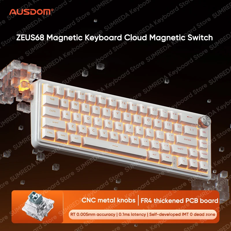 Ausdom Zeus68 Gaming Mechanical Keyboard Kailh Magnetic Switch RT0.005mm 8K 0.1ms Delay Fast Trigger Wired Gaming Keyboard Gifts