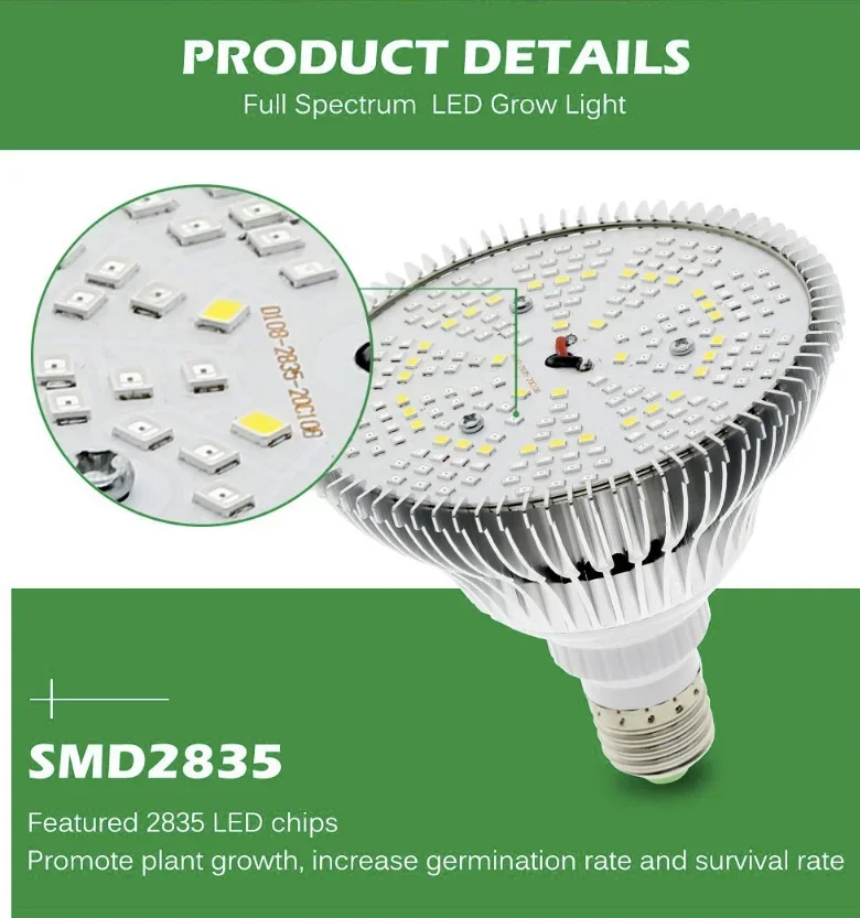 Lâmpada de planta de espectro completo, Lâmpada LED, Chávena, Par38, Energia solar, Banda completa, E27, 300W