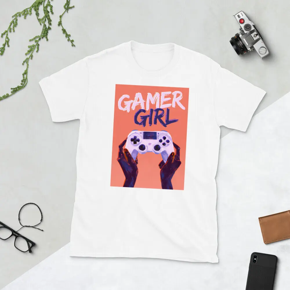 Black White GAMER GIRL T-Shirt Colored Video Gaming African American Game Kids