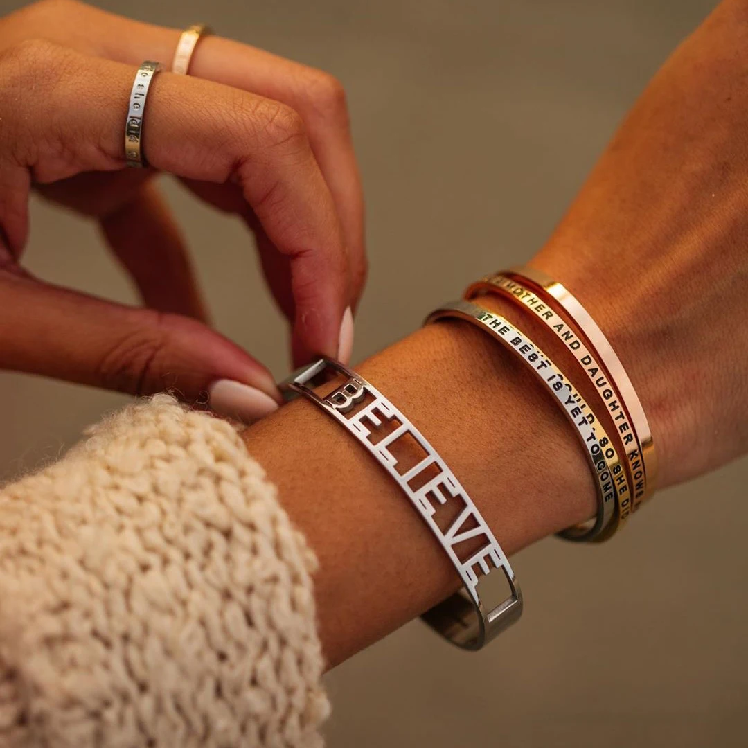 Wholesale 125pcs Customized Personality Stainless Steel Open Cuff Bracelet Bangle Engraved Infinite Love Jewelry