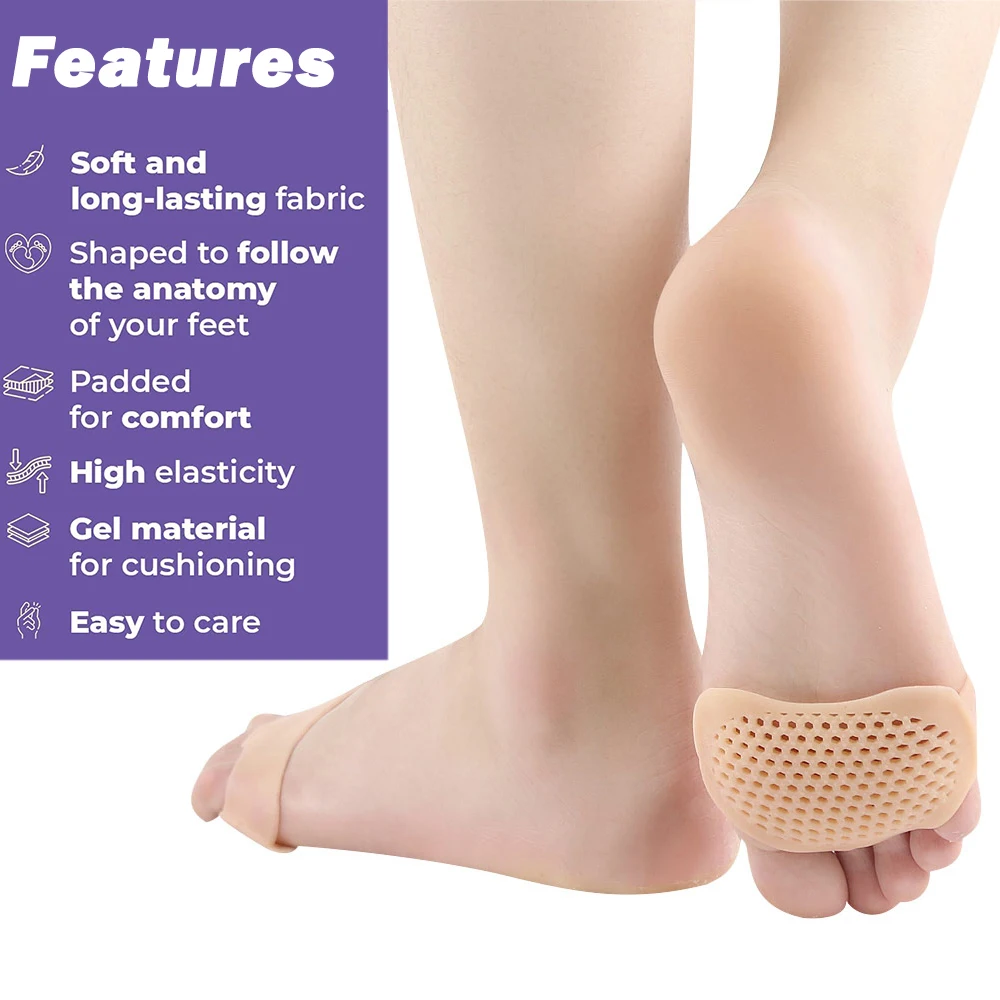 Pexmen 2/4/10Pcs Ball of Foot Cushions Soft Gel Metatarsal Pads Mortons Neuroma Callus Pain Relief Forefoot Insoles Foot Protect