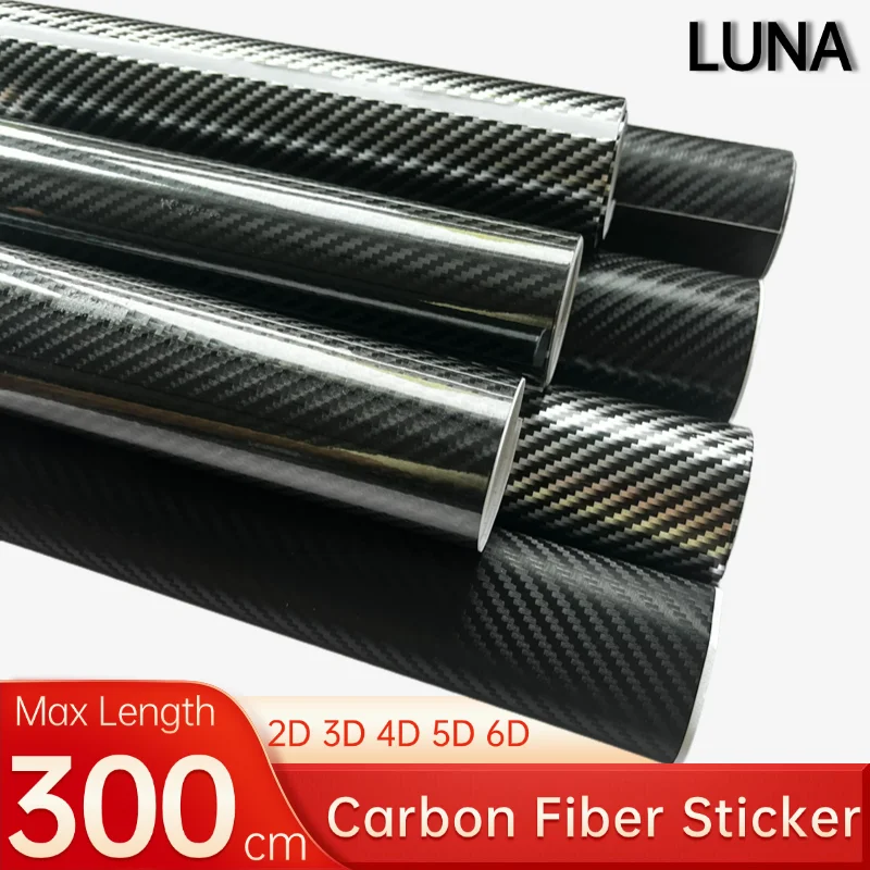 

Black Car Carbon Fiber Vinyl Wrap Sticker 2D 3D 4D 5D 6D Glossy Carbon Fiber Film Auto Motorcycle Accessories Decoration Films