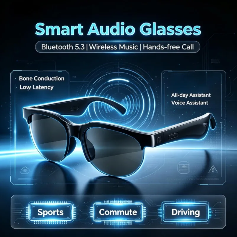 AI Translate Smart Audio Glasses, Bluetooth Music Play & Hands‑free Call Multi‑function Driving Sunglasses