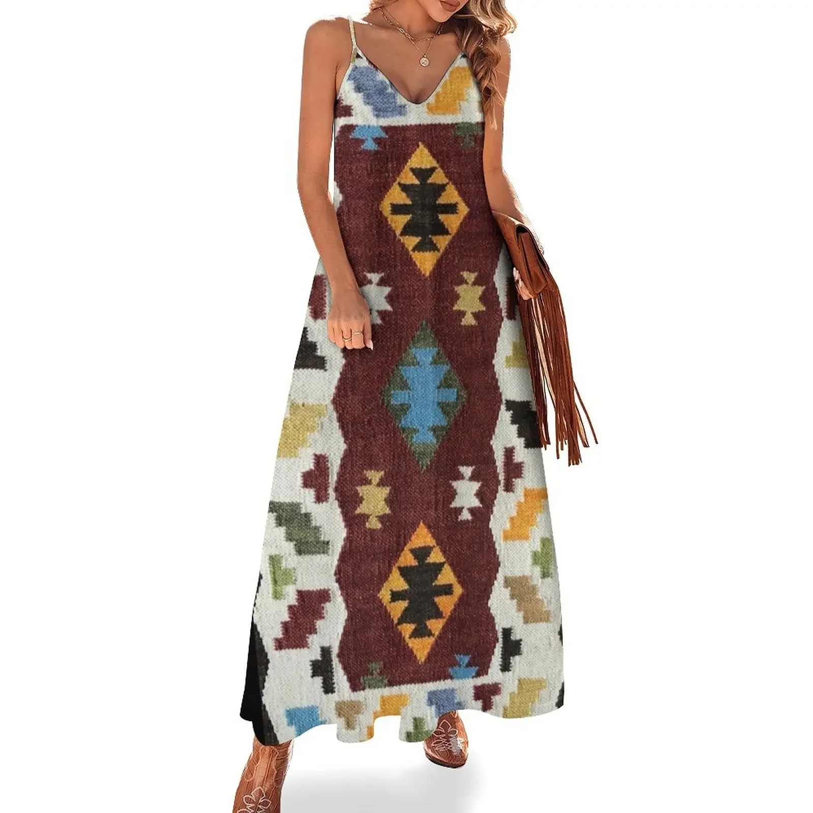 

Bosnian Motif Carpet Sleeveless Dress elegant women's dresses sale Women long dress