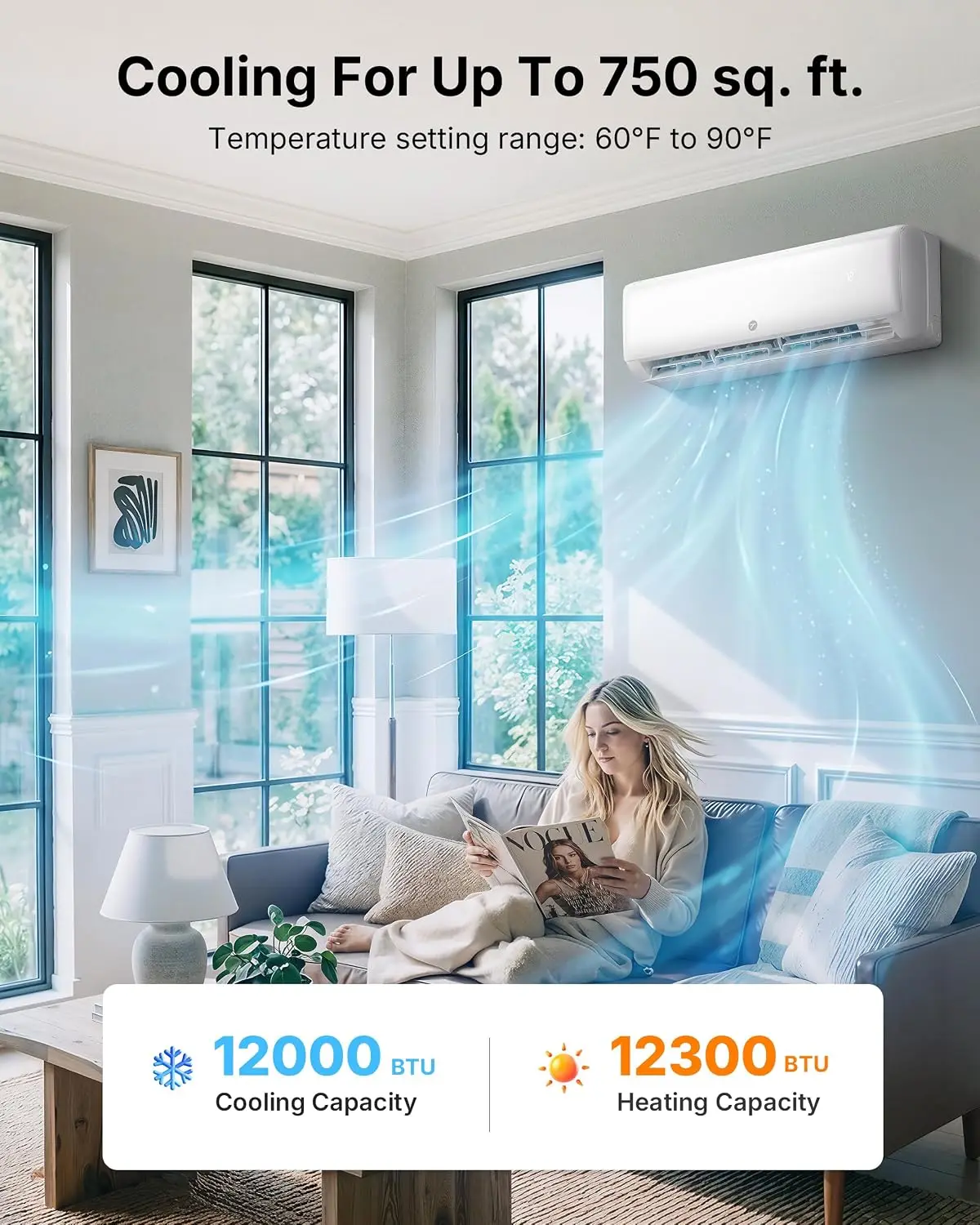 12000 BTU Mini Split Air Conditioner, 115V 19  SEER2 AC & Heat Pump, Customized