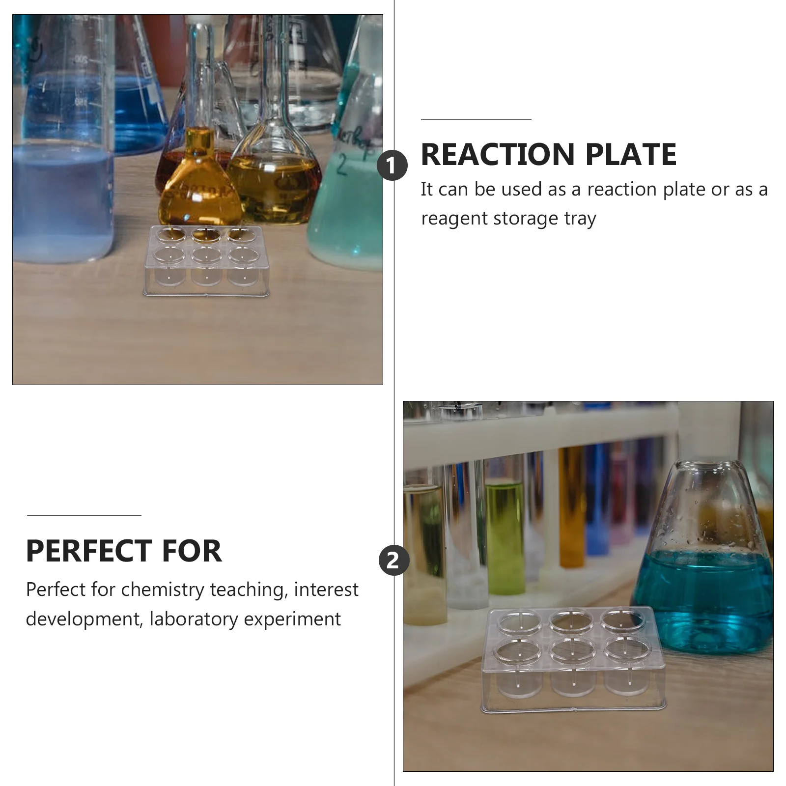 

8Pcs Reaction Plates 6 Hole Plastic Boards Chemistry Experiment Laboratory Supplies Reagent Storage Tray Durable