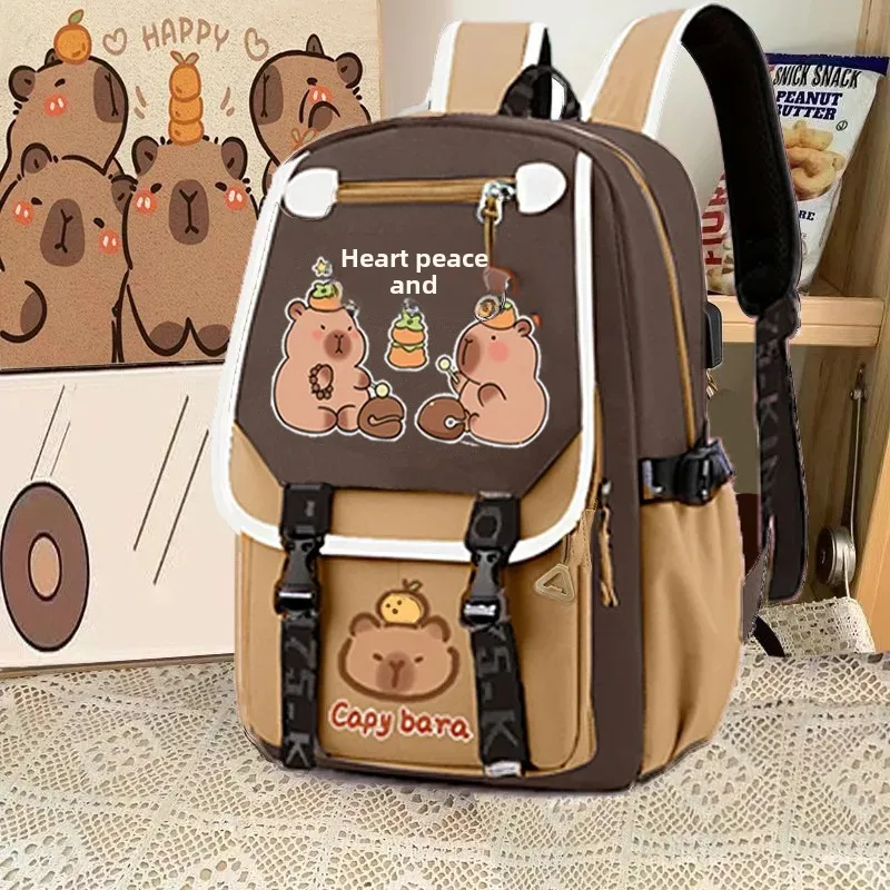 New Large Capacity Double Shoulder Bag Wear Resistant Lightweight Women's Student Backpack Cartoon Dirty Multi-Functional Backpa