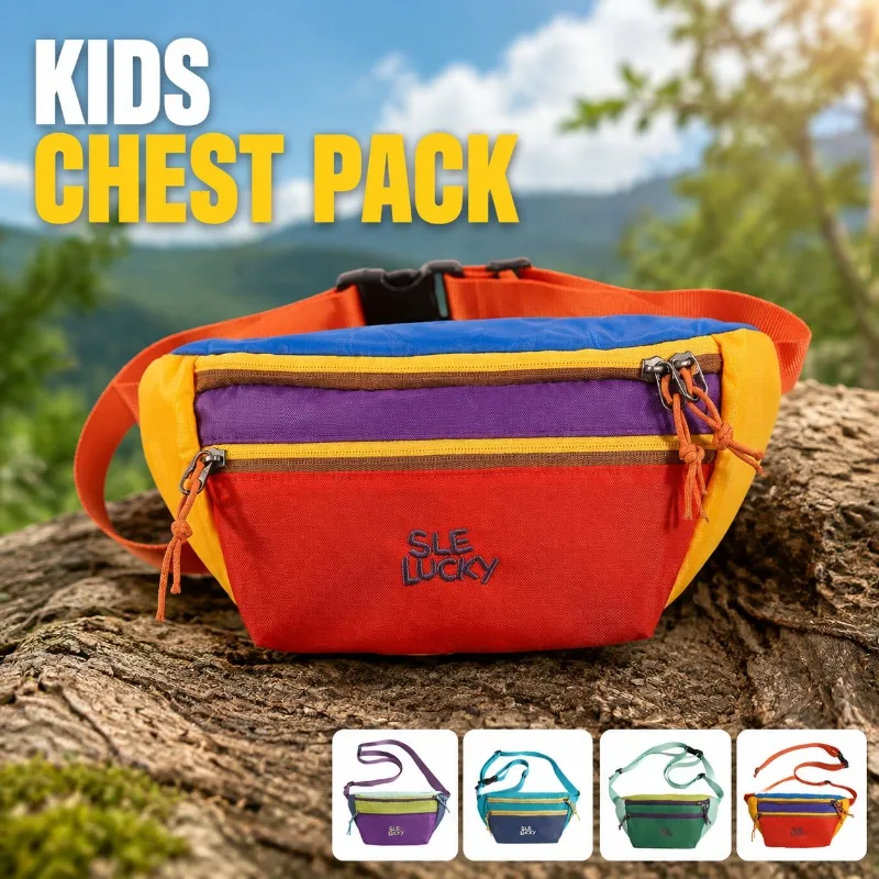 Kids Chest Bag Unisex, Light Outdoor Sport Sling Pack, Multifunctional Travel Coin Pouch, Children Waist Fanny Pack for Casual