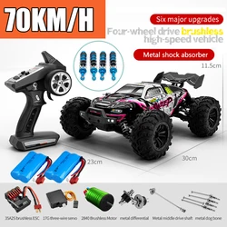 Samochód Rc Off Road 4x4 High Speed 75 km/h zdalnie sterowanym samochodowym z reflektorów LED bezszczotkowy 4WD 1/16 Monster Truck zabawki dla chłopców prezent