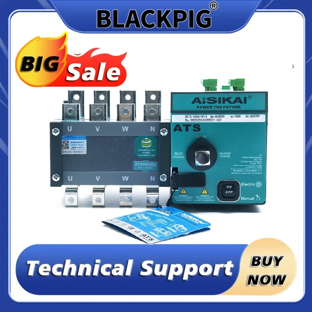 

Aisikai 630A 400A 4P ATS Genset Dual Power автоматический переключатель для блоков управления генератором