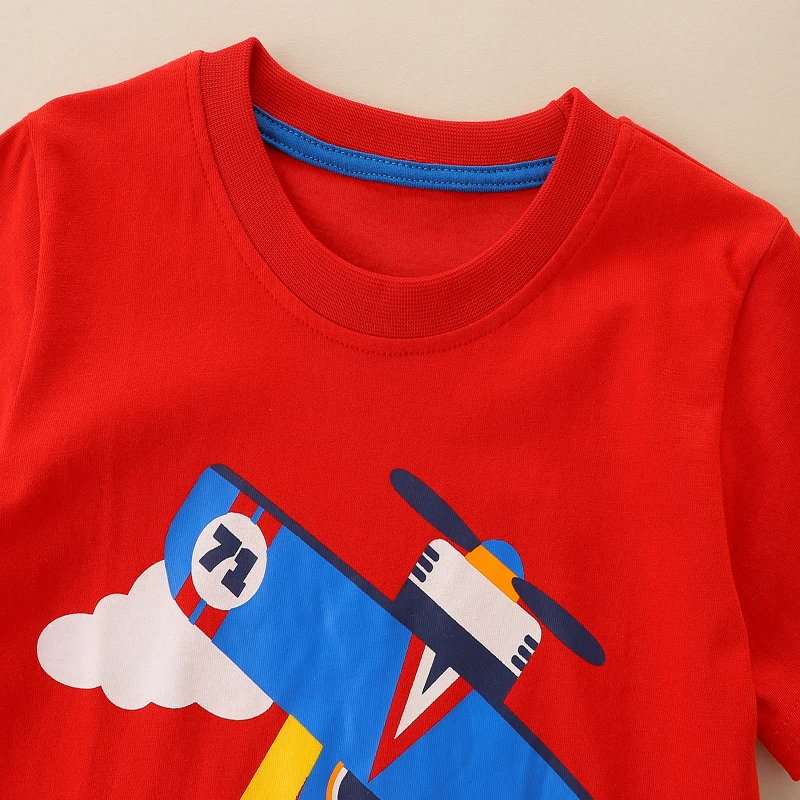 Little maven Baby Boys Summer T Shirt Cartoon Airplane T-shirt Cotton Children Casual Clothes for Toddler Boys Kids Top Tees