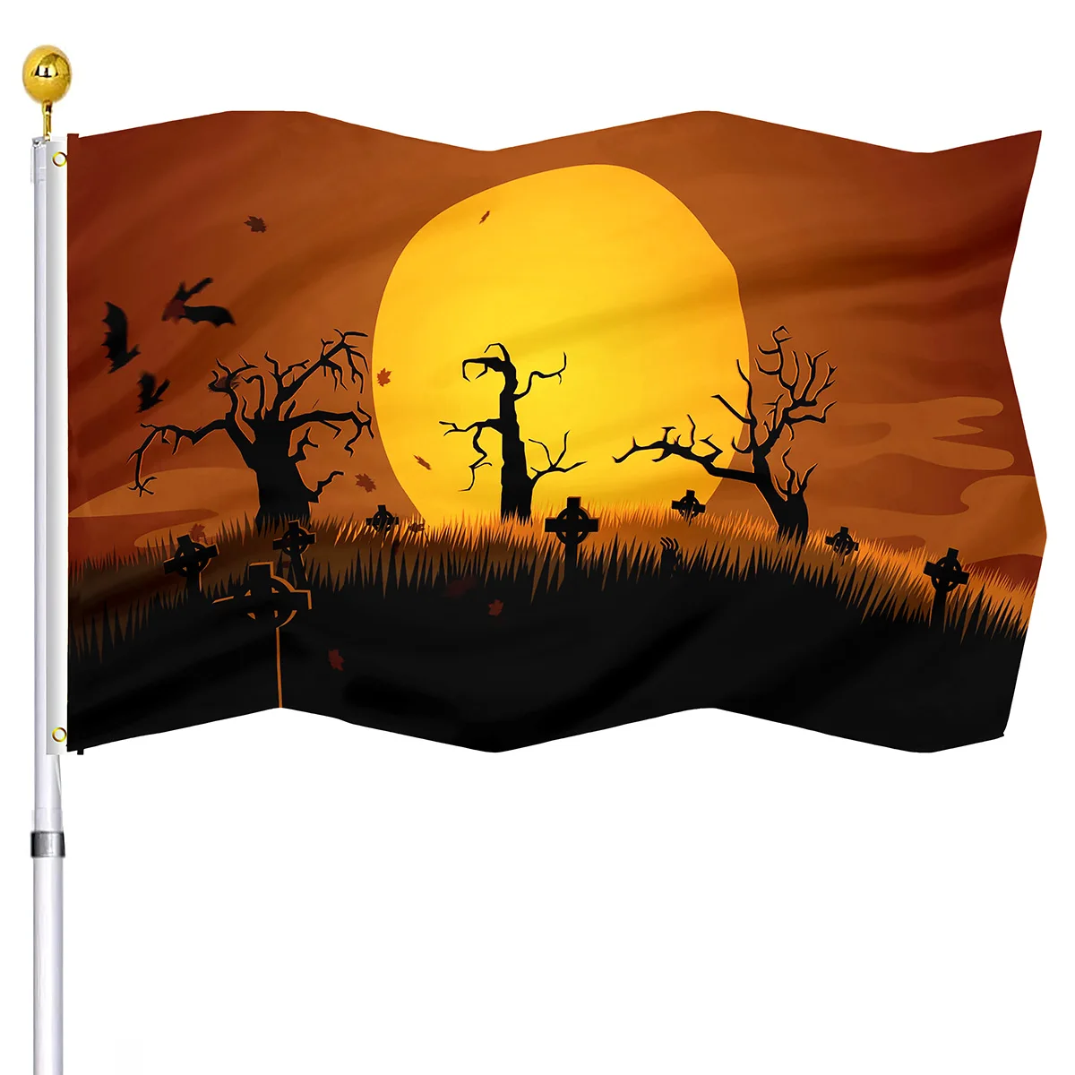 Happy Halloween Flags Holiday House Indoor Party Outdoor Decoration Flag Pumpkin Spooky Witch Black Cat Ghost Castle Bat Flags