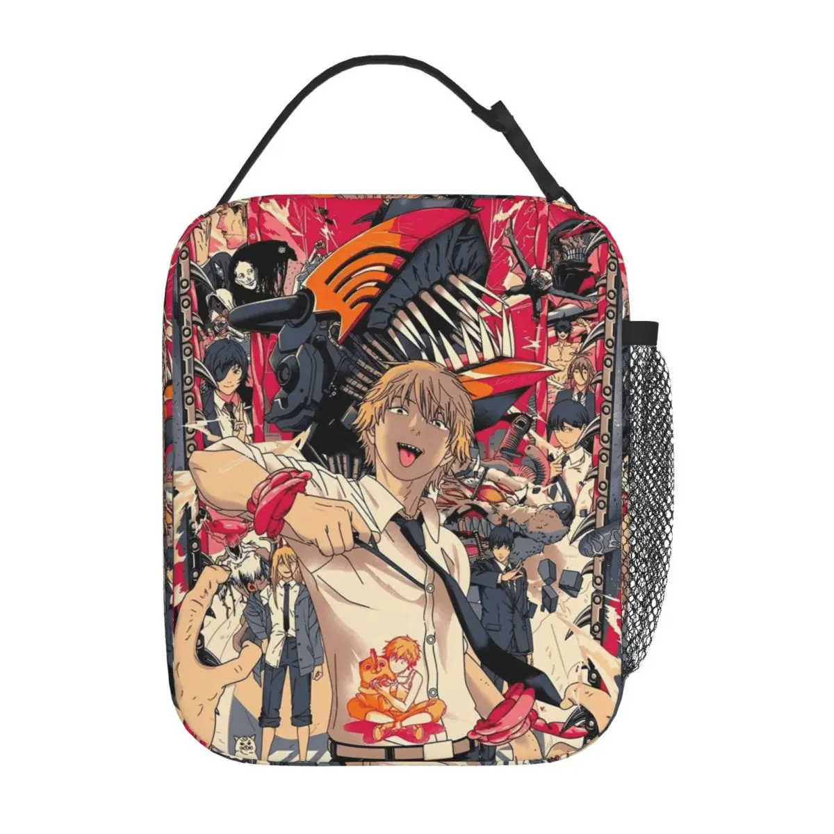 

Изолированная сумка для обеда с бензопилой, большая термосумка в стиле аниме, манга, многоразовая термосумка, сумка для обеда, школьные уличные сумки для хранения еды