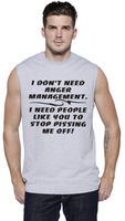 Funny Mens T-shirt Anger Management Funny Rude Offensive Sleeveless Muscle Tee