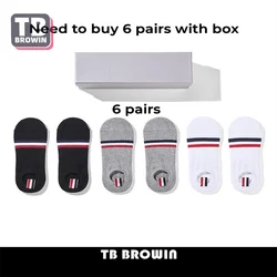 TB BROWIN THOM Men's Socks Korean Fashion RWB Stripes No Show Women's Cotton Street Fashionable Harajuku Stockings