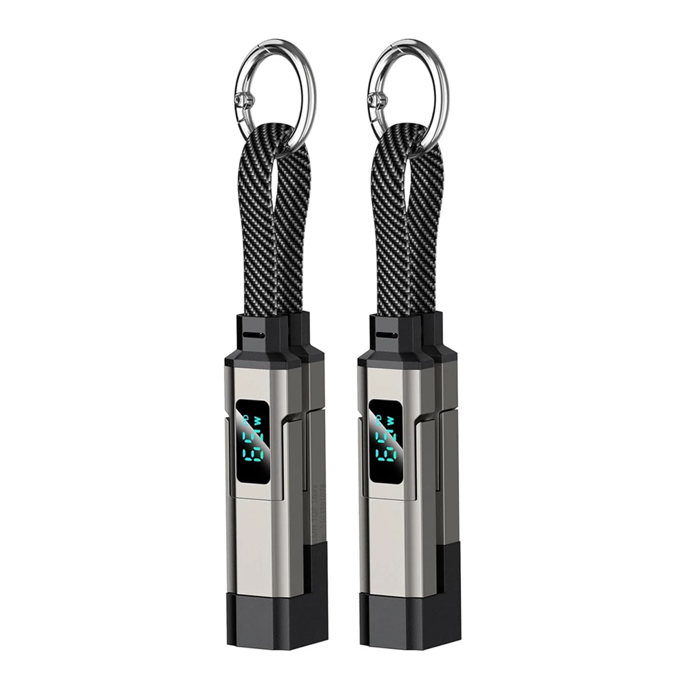Aoifn 4-in-1 Ladekabel, Schlüsselanhänger USB-C Schnellladekabel mit LED-Leistungsanzeige, Tragbares Multikabel für Handy und Tablet